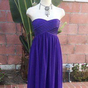 GOYA Prom Off Shoulder Maxi Long Dress Strapless Pleated Top Lined  Purple M